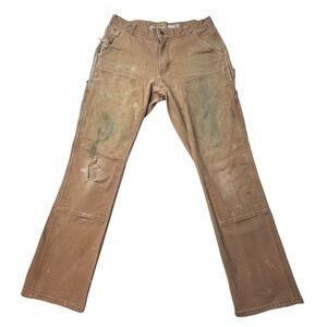 Carhartt Pants Mens 32x32 Brown 103334 211 Relaxed Fit Double Knee Distressed